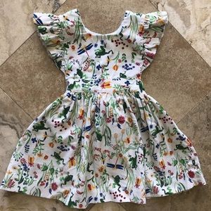 Vintage flutter sleeve Corduroy insect Pinnie